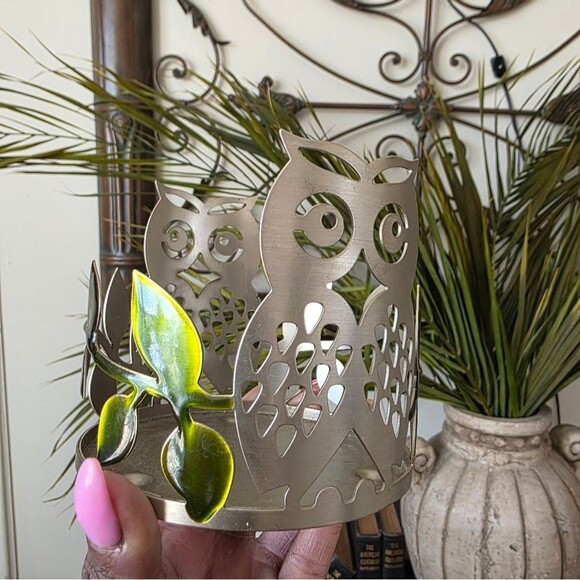 Bath & Body Works Owl Leaves 3 Wick Candle Holder - Picture 9 of 10